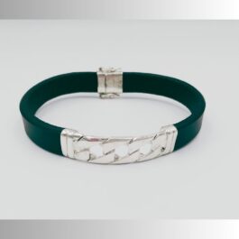 Pulsera cuero con plata «Cadena»